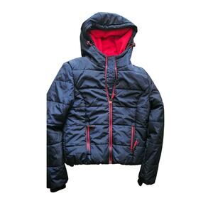New! Superdry Navy Blue Boys Puffer  Hooded Jacket Size 10